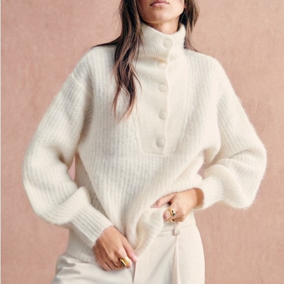 Sezane Micky Alpaca wool sweater Ivory size M - Picture 6 of 11
